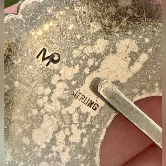 Vintage 3/4” Sterling Silver Buckle Set.  Signed MP - Picture 7 of 11